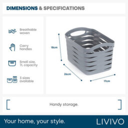 Livivo 7L Plastic Storage Baskets With Handles - thumbnail 9