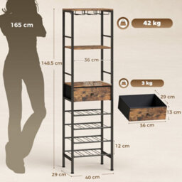 Homcom Wine Bar Cabinet 16-Bottle Wine Rack Rustic Brown - thumbnail 3