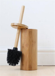 EHC Woodluv Round Natural Bamboo Wood Toilet Brush & Holder - thumbnail 2