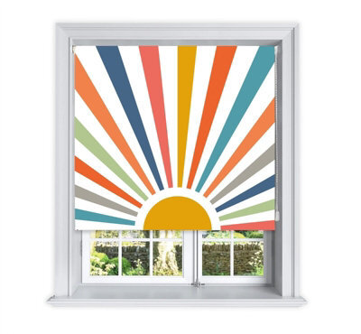 Lister Cartwright Painted Sun Design Blackout Roller Blinds Windows Blind ( 150 X 160 Cm) Child Safety Included