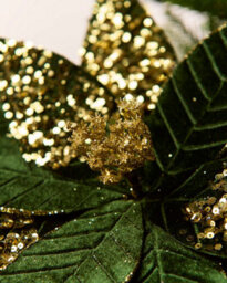 Werchristmas Sage Green And Gold Glitter Artificial Poinsettia Flower, 32 Cm - thumbnail 3