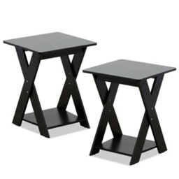 Walplus Furinno Modern Simplistic Criss-Crossed End Table,espresso, Set Of 2 - thumbnail 2