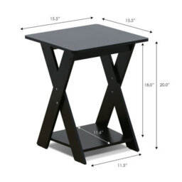 Walplus Furinno Modern Simplistic Criss-Crossed End Table,espresso, Set Of 2 - thumbnail 3