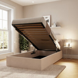 Gfw End Lift Ottoman Bed 90Cm Velvet Natural Single - thumbnail 3