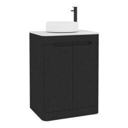 Royal Bathrooms Venice 600mm Matt Nocturne Black Freestanding Bathroom Countertop Vanity Unit 2 Door With Art Basin - thumbnail 7