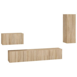 Berkfield 4 Piece Tv Cabinet Set Sonoma Oak Engineered Wood - thumbnail 2