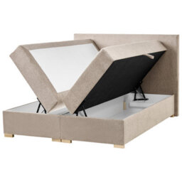 Beliani Divan Bed With Storage Fabric Major 140 X 200 Cm (Eu Double) Taupe - thumbnail 6