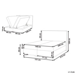 Beliani Divan Bed With Storage Fabric Major 140 X 200 Cm (Eu Double) Taupe - thumbnail 3