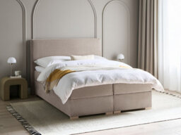 Beliani Divan Bed With Storage Fabric Major 140 X 200 Cm (Eu Double) Taupe - thumbnail 2