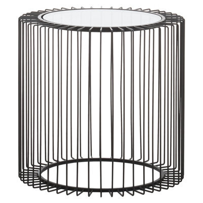 Orsina Modern Round Side Table, Metal Frame & Glass Top Black Side Table, Small Side Table, Contemporary End Table - image 1
