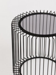Orsina Modern Round Side Table, Metal Frame & Glass Top Black Side Table, Small Side Table, Contemporary End Table - thumbnail 4