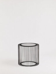 Orsina Modern Round Side Table, Metal Frame & Glass Top Black Side Table, Small Side Table, Contemporary End Table - thumbnail 3