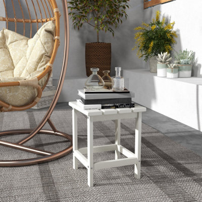 Outsunny Square Coffee Table, Hdpe Side Table For Porch, Garden, White - image 1