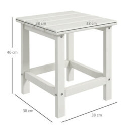 Outsunny Square Coffee Table, Hdpe Side Table For Porch, Garden, White - thumbnail 3