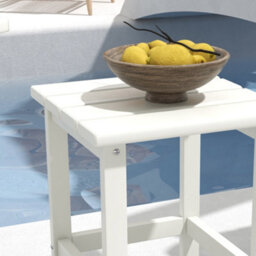 Outsunny Square Coffee Table, Hdpe Side Table For Porch, Garden, White - thumbnail 7