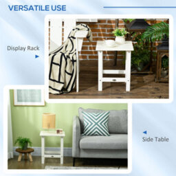 Outsunny Square Coffee Table, Hdpe Side Table For Porch, Garden, White - thumbnail 5