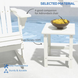 Outsunny Square Coffee Table, Hdpe Side Table For Porch, Garden, White - thumbnail 4