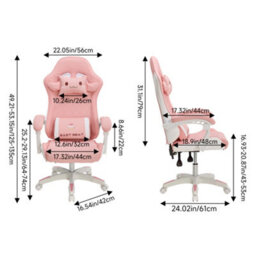 Living And Home Pink Cute High Back Ergonomic Gaming Chair Office Chair - thumbnail 4
