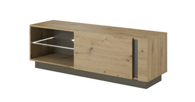 Arte Elegant Oak Artisan & Graphite Tv Cabinet H460mm W1380mm D400mm With Storage - image 1