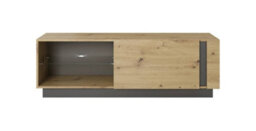 Arte Elegant Oak Artisan & Graphite Tv Cabinet H460mm W1380mm D400mm With Storage - thumbnail 3