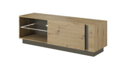 Arte Elegant Oak Artisan & Graphite Tv Cabinet H460mm W1380mm D400mm With Storage