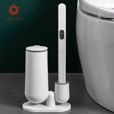 Bathroom Disposable Toilet Brush & Holder Set - Includes 24 Replacement Cleaning Heads - image 1