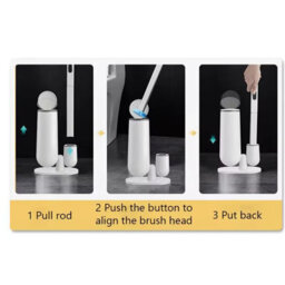 Bathroom Disposable Toilet Brush & Holder Set - Includes 24 Replacement Cleaning Heads - thumbnail 3