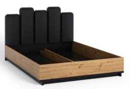 Arte Ines 05 Elegant Bed - Modern Artisan Oak & Black With Upholstered Headboard - W1670mm X H1165mm X D2170mm - thumbnail 2