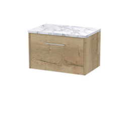 Hudson Reed Juno Wall Hung Single Soft Close Drawer Vanity Unit With Laminate Worktop In Autumn Oak Finish, 600mm - thumbnail 2