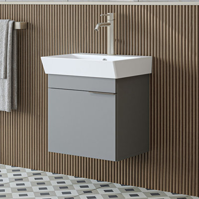 Roomart Likya Vanity Unit With Ceramic Washbasin, Ash Grey, 49 Cm - image 1