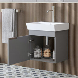Roomart Likya Vanity Unit With Ceramic Washbasin, Ash Grey, 49 Cm - thumbnail 2