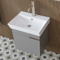 Roomart Likya Vanity Unit With Ceramic Washbasin, Ash Grey, 49 Cm - thumbnail 4