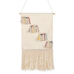 Beliani Fabric Wall Hanging Burewala Cotton 108 Cm Beige
