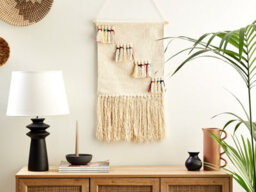 Beliani Fabric Wall Hanging Burewala Cotton 108 Cm Beige - thumbnail 2