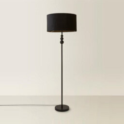 Valuelights Marissa Matte Black Stacked Ball Floor Lamp With Black Velvet Shade - thumbnail 6