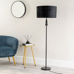 Valuelights Marissa Matte Black Stacked Ball Floor Lamp With Black Velvet Shade - thumbnail 4