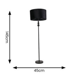 Valuelights Marissa Matte Black Stacked Ball Floor Lamp With Black Velvet Shade - thumbnail 7