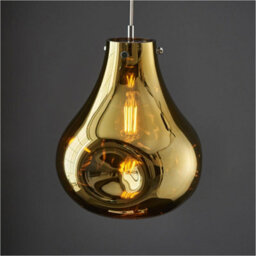 Loops 2 Pack Hanging Ceiling Pendant Light - Large Gold Metallic Glass & Chrome Plate - 10W Led E27 - thumbnail 3
