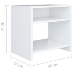 Vidaxl Bedside Cabinet White 40X30X40 Cm Engineered Wood - thumbnail 3
