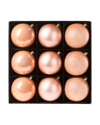 Werchristmas Set Of 9 Shatterproof Baubles, Rose Gold, 10 Cm - image 1