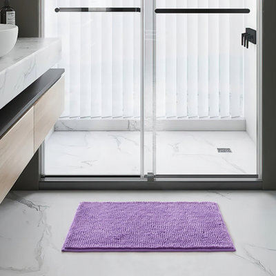 Ameha Purple Chenille Mat 50X80Cm, Extra Soft, Non-Slip, Absorbent Bath Rug & Doormat - image 1