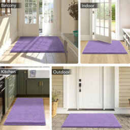 Ameha Purple Chenille Mat 50X80Cm, Extra Soft, Non-Slip, Absorbent Bath Rug & Doormat - thumbnail 3