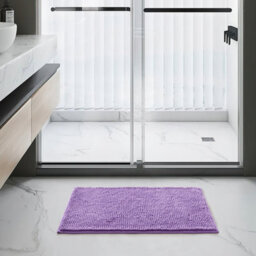 Ameha Purple Chenille Mat 50X80Cm, Extra Soft, Non-Slip, Absorbent Bath Rug & Doormat