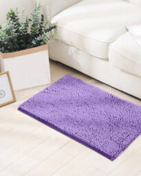 Ameha Purple Chenille Mat 50X80Cm, Extra Soft, Non-Slip, Absorbent Bath Rug & Doormat - thumbnail 7