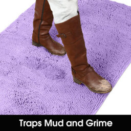 Ameha Purple Chenille Mat 50X80Cm, Extra Soft, Non-Slip, Absorbent Bath Rug & Doormat - thumbnail 6