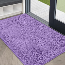 Ameha Purple Chenille Mat 50X80Cm, Extra Soft, Non-Slip, Absorbent Bath Rug & Doormat - thumbnail 5