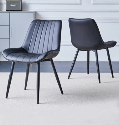 Hallowood Furniture Cullompton Dining Chair In Black Bonded Leather (Pair) - image 1