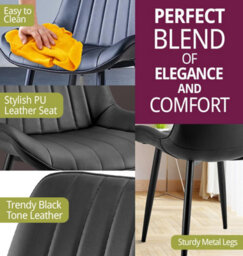 Hallowood Furniture Cullompton Dining Chair In Black Bonded Leather (Pair) - thumbnail 5