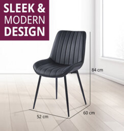 Hallowood Furniture Cullompton Dining Chair In Black Bonded Leather (Pair) - thumbnail 3
