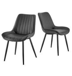Hallowood Furniture Cullompton Dining Chair In Black Bonded Leather (Pair) - thumbnail 8